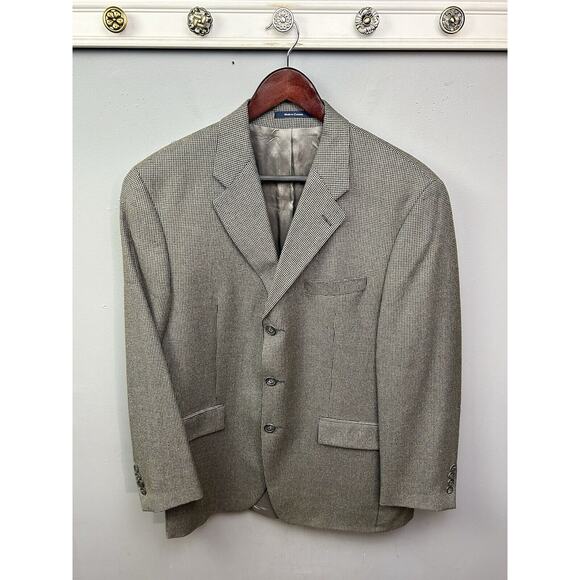 Chaps Ralph Lauren Blazer Men's Size 40R, Brown Houndstooth Silk Wool‎ - Picture 1 of 10